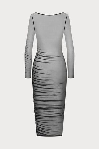 Scandale Nuit Fauve Sheer Long Sleeve Dress Black