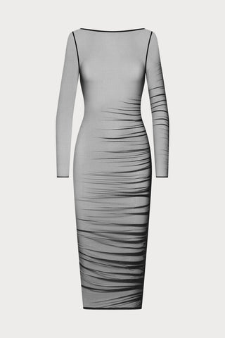 Scandale Nuit Fauve Sheer Long Sleeve Dress Black