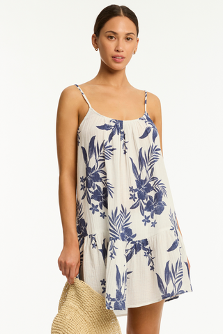 Sea Level Aloha White Cotton Short Sundress