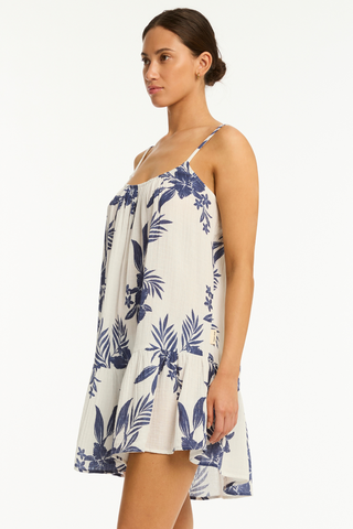 Sea Level Aloha White Cotton Short Sundress