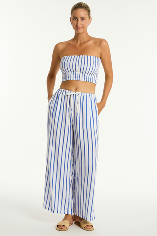 Sea Level Amalfi Blue Cotton Beach Bandeau Top