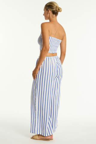Sea Level Amalfi Blue Cotton Beach Bandeau Top