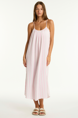 Sea Level Amalfi Pink Cotton Midi Length Beach Dress
