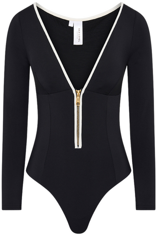 Sea Level Babylon Black Long Sleeve Swimsuit - Luxury One Piece
