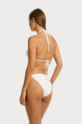 De Soleil Tie Side Bikini Bottom in White, Size L (UK 14)