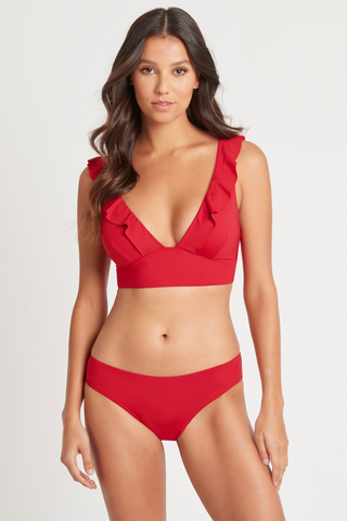 Sea Level Eco Essentials Frill Bikini Top Red