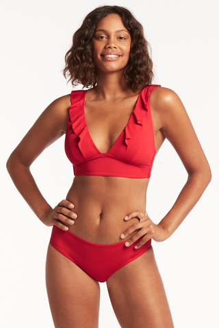 Sea Level Eco Essentials Frill Bikini Top Red