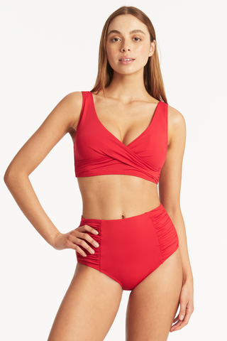 Sea Level Eco Essentials High Waist Bikini Bottom Red