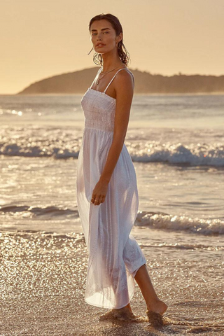 Sea Level Heatwave Long Bandeau Dress White
