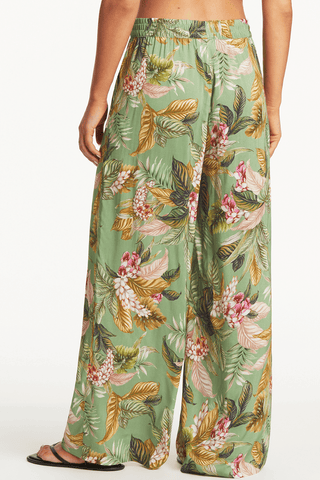 Sea Level Lost Paradise Palazzo Beach Pants Green