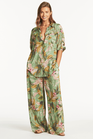 Sea Level Lost Paradise Palazzo Beach Pants Green