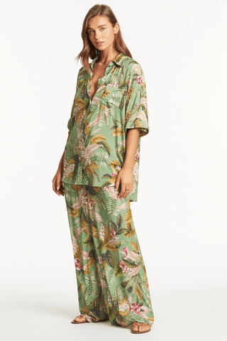 Sea Level Lost Paradise Palazzo Beach Pants Green