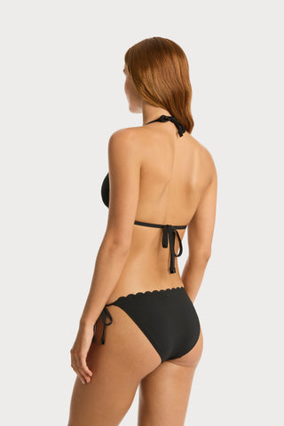 Scalloped Triangle Bikini Top Black, Size XS (UK 8)