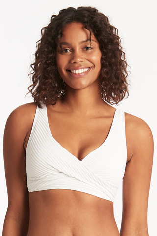 Sea Level Spinnaker Cross Front Bikini Top White