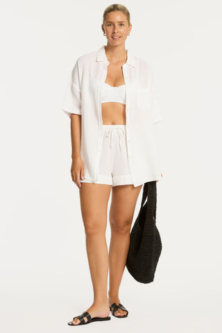 Sunset Aloha Cotton White Short Sleeve Shirt