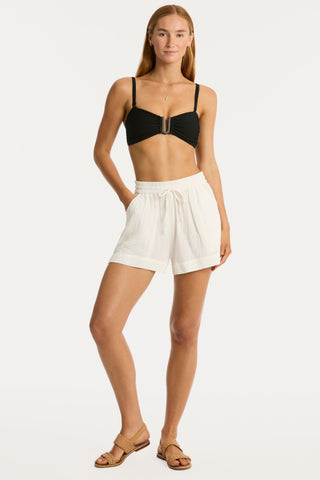Sunset Cotton White Beach Shorts