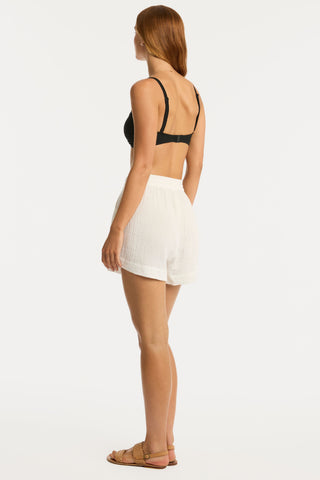 Sunset Cotton White Beach Shorts