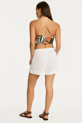Sunset Cotton White Beach Shorts