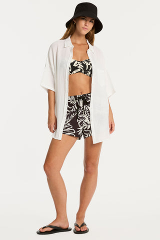 Sunset Cotton White Cover Up Shirt