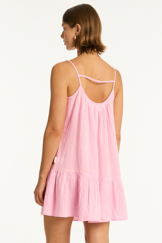 Sea Level Sunset Pink Cotton Short Sundress