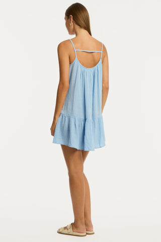 Sunset Cotton Blue Short Sundress