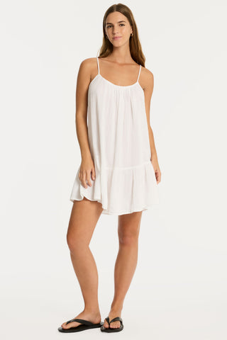 Sunset Cotton White Short Sundress
