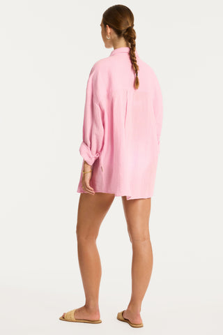 Sunset Cotton Pink Cover Up Shirt