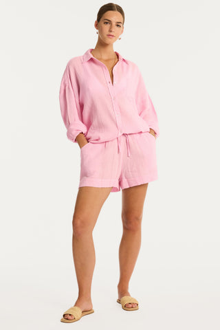 Sunset Cotton Pink Cover Up Shirt