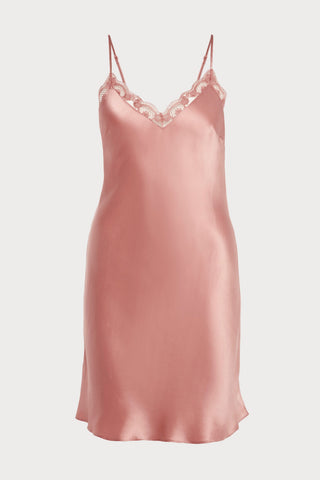 Love Me Pink Silk & Embroidery Nightie, Size M (UK 10-12)