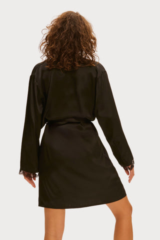 Simone Pérèle Love Me Black Silk & Embroidery Kimono