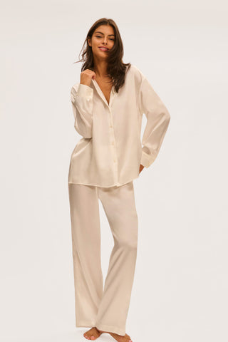 Simone Pérèle Love Me Natural Silk & Embroidery Pyjama Shirt