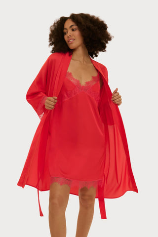 Simone Pérèle Satin Secrets Flamingo Mid-Length Kimono - Naughty Knickers