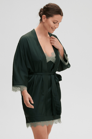 Simone Pérèle Satin Secrets Short Kimono Kolsai Green