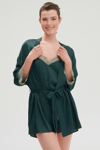 Simone Pérèle Satin Secrets Short Kimono Kolsai Green