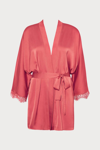 Simone Pérèle Satin Secrets Short Kimono Quartz Pink