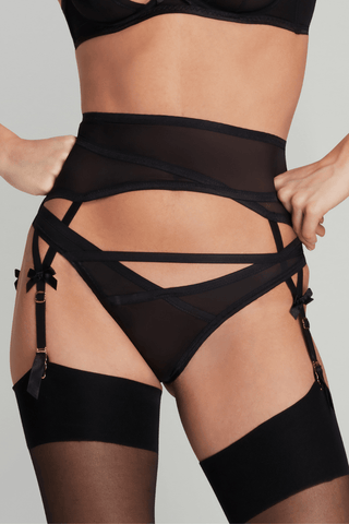 Agent Provocateur Joan Black Mesh Suspender Belt