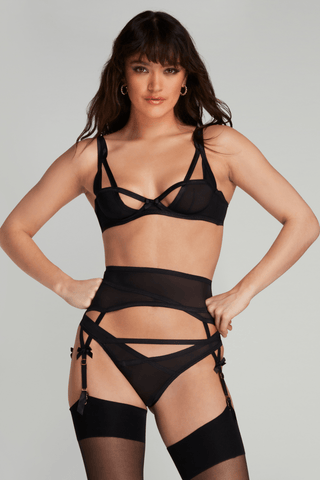 Agent Provocateur Joan Black Mesh Suspender Belt