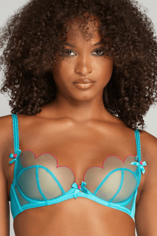 Agent Provocateur Lorna Plunge Underwired Bra Teal/Pink