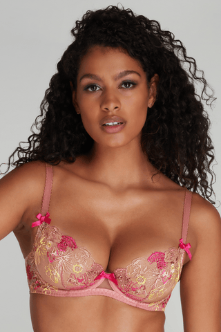 Agent Provocateur Zuri Plunge Underwired Bra Dusky Pink/Yellow