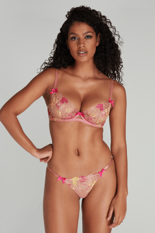 Agent Provocateur Zuri Plunge Underwired Bra Dusky Pink/Yellow