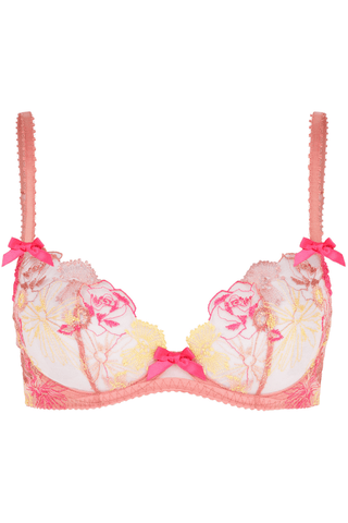 Agent Provocateur Zuri Plunge Underwired Bra Dusky Pink/Yellow