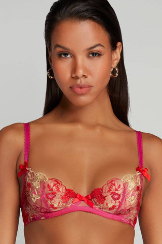 Agent Provocateur Zuri Plunge Underwired Bra Fuchsia/Red/Gold