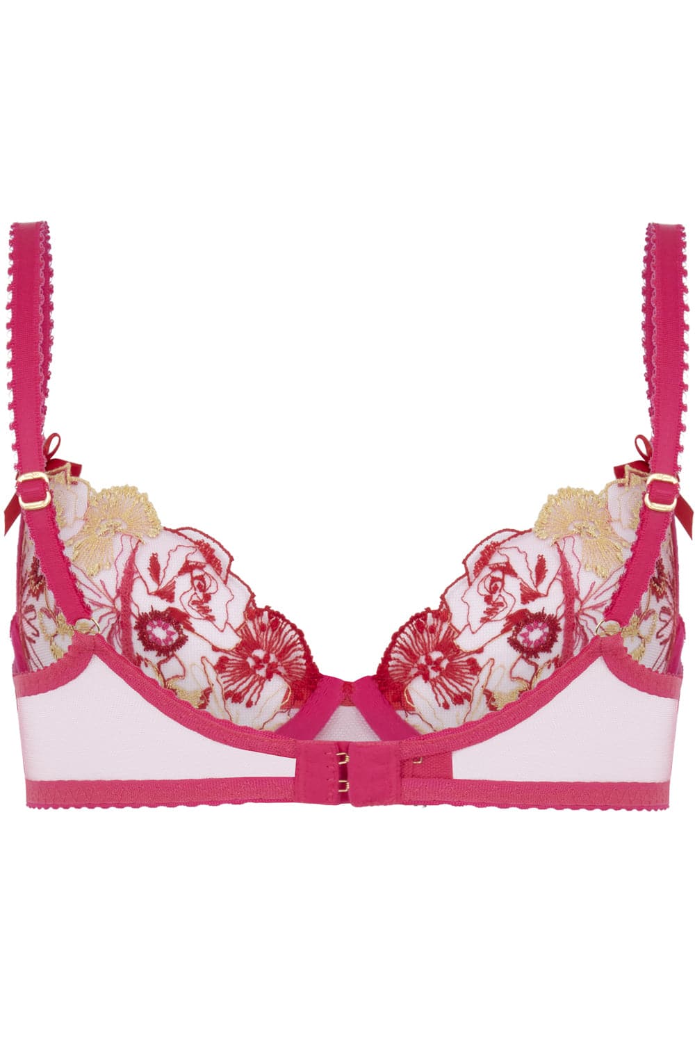 Agent Provocateur Zuri Plunge Floral-embroidered Tulle Bra In Pink