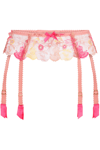 Agent Provocateur Zuri Suspender Dusky Pink/Yellow