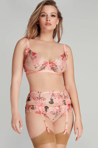 Agent Provocateur Zuri Suspender Pink/Red/Sand