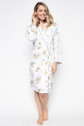 Cyberjammies Carly Giraffe Print Short Dressing Gown