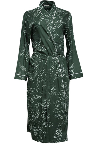 Cyberjammies Imogen Leaf Print Long Dressing Gown Green