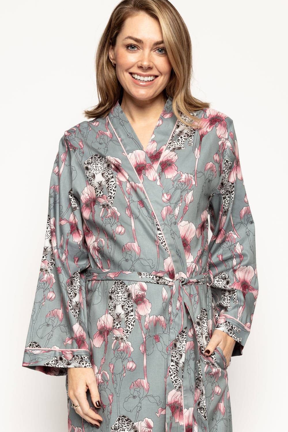 Leopard print satin clearance dressing gown