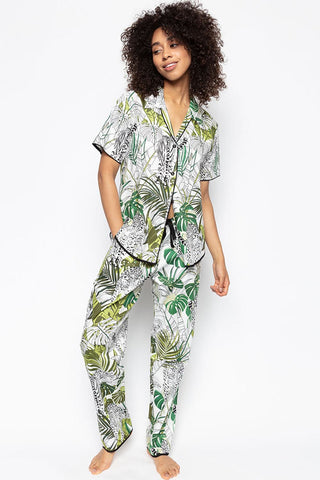 Cyberjammies Tamsin Leopard Palm Leaf Print Pyjama Pants