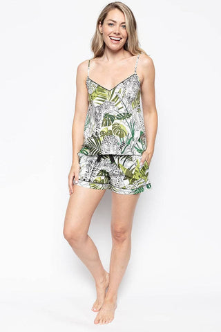 Cyberjammies Tamsin Pyjama Leopard Palm Leaf Print Pyjama Shorts
